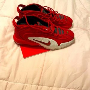 Red and white Nike pennies size 13 slight worn